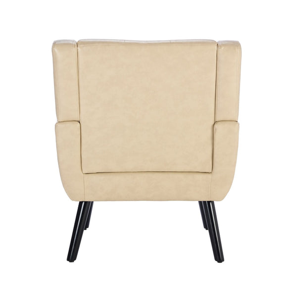 English Elm Modern Pu Leather Ergonomic Accent Chair with Padded Arms and Matte Black Legs Khaki W676P172470