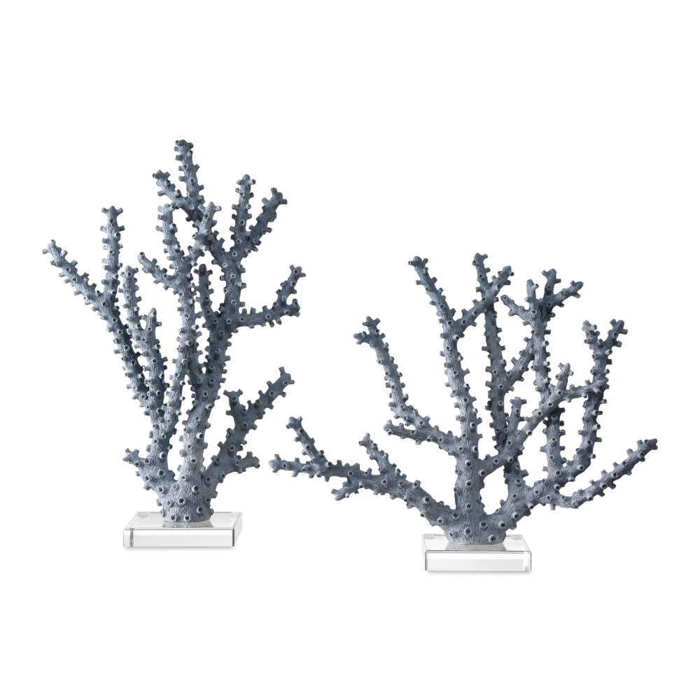 Blue Coral Set of 2 - Stunning Nature-Inspired Decorative Accents for Seaside Homes & Colorful Spaces