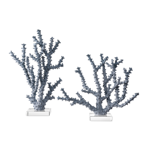 Blue Coral Set of 2 - Stunning Nature-Inspired Decorative Accents for Seaside Homes & Colorful Spaces