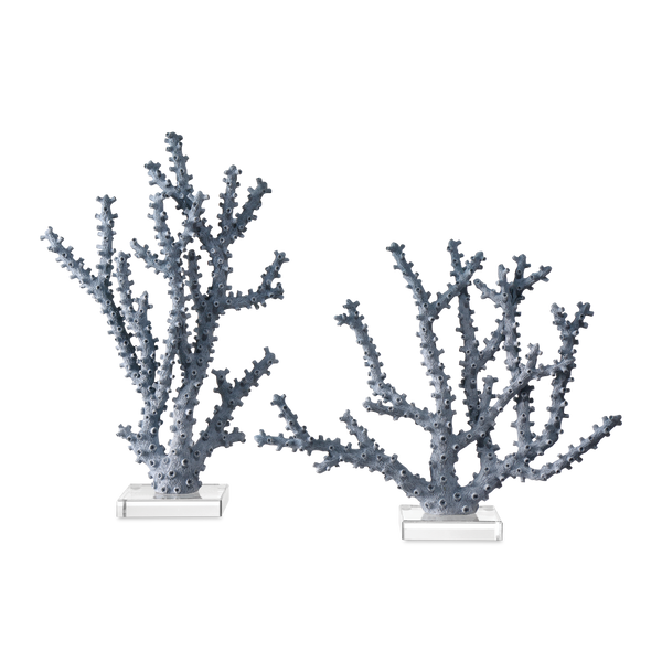 Blue Coral Set of 2 - Stunning Nature-Inspired Decorative Accents for Seaside Homes & Colorful Spaces
