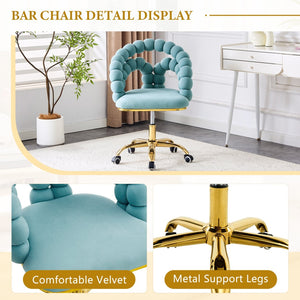 English Elm Set of Velvet Bubble Chair with Sculptural Linked Back and Rolling Caster Base for Office Gold,Teal W1512P491833
