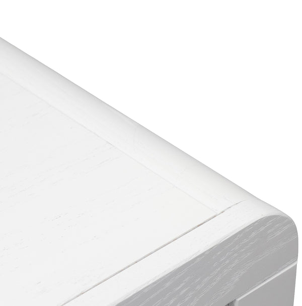 English Elm Haven 82" TV Stand with Glass Doors & Cable Management, Oak Veneer, Fully Assembled White Finish B108P364416