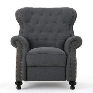 English Elm Christopher Knight Home® - Accented Push Back Recliner Chair with Rolled Arms and Copper Accents, Plush Cocooning Support, Sturdy Design Charcoal 57337.00F