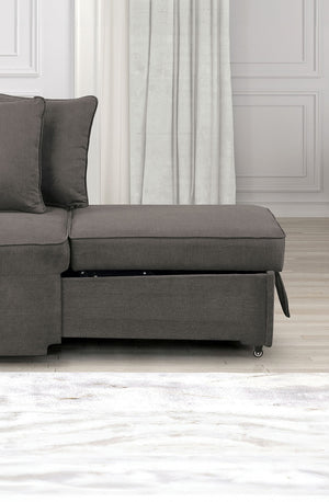 English Elm Contemporary Convertible Chair with Pull-Out Storage, Adjustable Headrest, Pillows, Modern Fabric Design Gray 26 L x 40 W x 22 H B011P299013