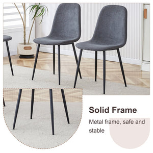 English Elm Expandable Walnut Dining Set with Four Linen Chairs Seats Six in Modern Style W1151S04712
