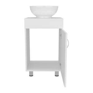 English Elm Bathroom Sleek Single-Door Vanity with Integrated Sink — Modern Minimalist Engineered Wood Storage, Durable & Eco-Friendly White 28.35 L x 22.44 W x 11.42 H B097P296877