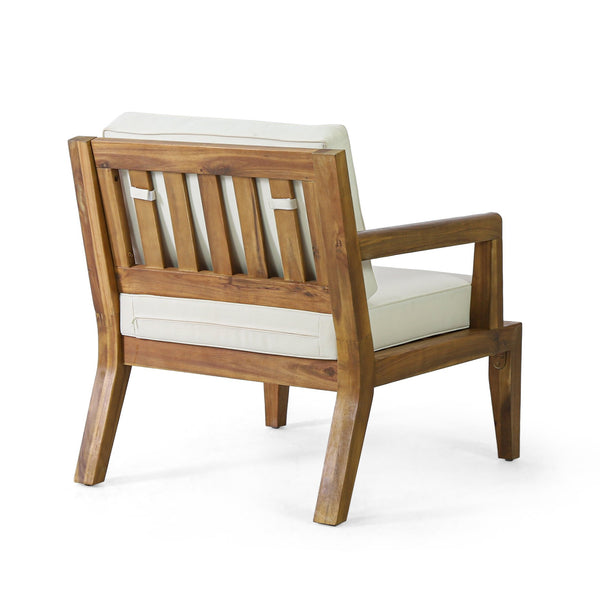 English Elm Christopher Knight Home® - Set of 2 Acacia Wood Patio Club Chairs with Water-Resistant Beige Cushions, Durable Teak Finish Seating 70787.00BGE-2