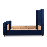 English Elm Brooklyn Queen Tufted Panel Bed Headboard and Footboard Set, Navy Blue Velvet