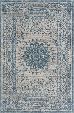 Unique Loom Aberdeen Derbyshire Machine Made Medallion Rug Light Blue, Gray 5' 1" x 8' 0"