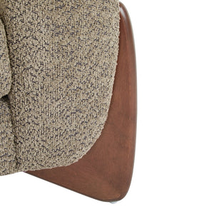 English Elm Christopher Knight Home® - Modern Upholstered Round Arm Accent Chair with Velvet Finish, Elegant Curved Back and Three Legs Design Light Brown 39.5 L x 32.5 W x 23.25 H N776P216196D