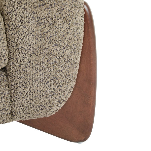 English Elm Christopher Knight Home® - Modern Upholstered Round Arm Accent Chair with Velvet Finish, Elegant Curved Back and Three Legs Design Light Brown 39.5 L x 32.5 W x 23.25 H N776P216196D