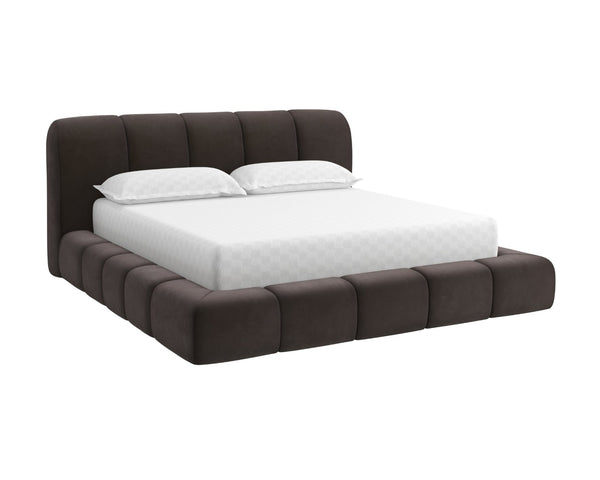 Sunpan OLENA Bed - King Size - Luxurious Modern Upholstered Centerpiece with Plush Cushioning & Support Grey 112525
