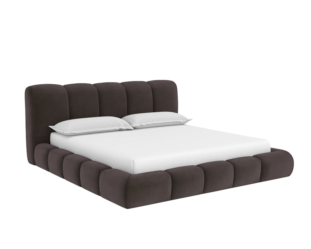 Sunpan Olena King Bed - Luxuriously Plush Meg Ash Upholstered Design with No Box Spring Needed, 99"W x 102.5"D