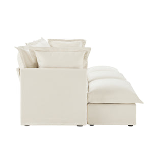 English Elm Living Room Sofa Slipcovered 3-Seater With 3 Ottomans, Chenille Comfort, Versatile & Washable Design W3041S00146