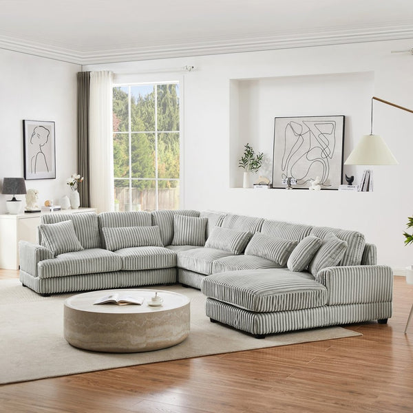 English Elm 101.2" Modular Chenille Sectional Sofa with Tufted Cushions and Deep Seating for Living Room N719S001691E