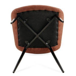 English Elm Brown Leathaire Dining Chairs Set of 4 — Mid-Century Modern Armless Upholstered Side Chairs with Metal Legs, Sleek Accent for Kitchen & Living Room W1164P225824