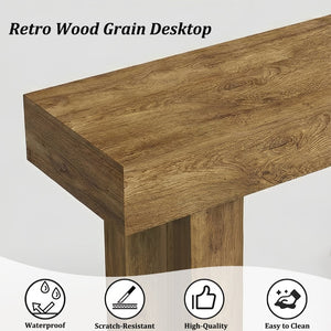 English Elm 63'' Farmhouse Console Table Rustic Wood Grain Sofa for Entryway or Hallway W3204P401255