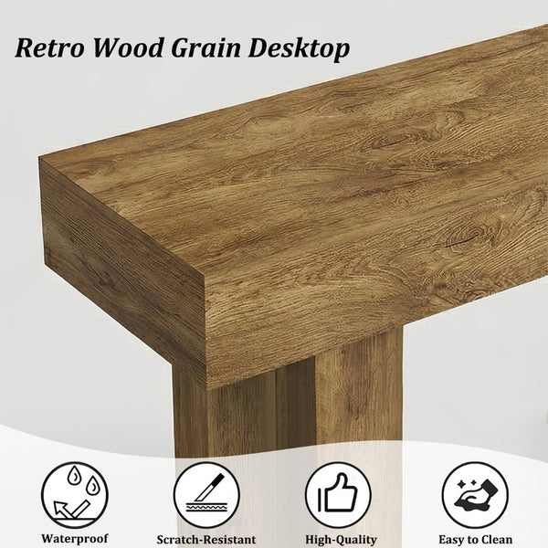 English Elm 63'' Farmhouse Console Table Rustic Wood Grain Sofa for Entryway or Hallway W3204P401255