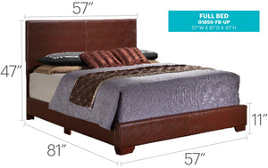English Elm Rustic Light Brown Full Bed with Durable PU Frame, 47H x 57W x 81D in, Cozy Finish, Fits Multiple Mattresses B078108078