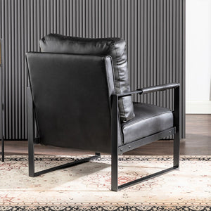 English Elm Classic Mid Century Modern Accent Chair - Stylish Black Pu Leather Armchair For Living Spaces & Offices B2735P256729