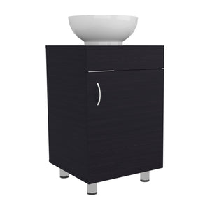 English Elm Bathroom Sleek Single-Door Vanity with Integrated Sink — Modern Minimalist Engineered Wood Storage, Durable & Eco-Friendly Black 28.35 L x 22.44 W x 11.42 H B097P296878