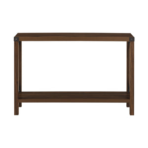 English Elm Walker Edison - Modern Farmhouse Metal-X Entry Table With Lower Shelf - Dark Walnut