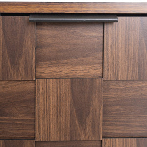 English Elm Mid retro TV Stand for TVs up to 85" — Medieval-inspired media console with 2 drawers, 4 cabinets, cable management Dark Brown N710P193724Q