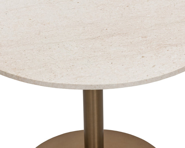 Sunpan ISKA Bistro Table - Elegant Round Marble Top with Polished Stainless Steel Pedestal for Small Spaces 112125