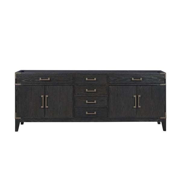 English Elm Black Oak Double Bath Vanity - Elegant 84" Storage Solution With Soft-Close Drawers & Classic Charm B2731P260973