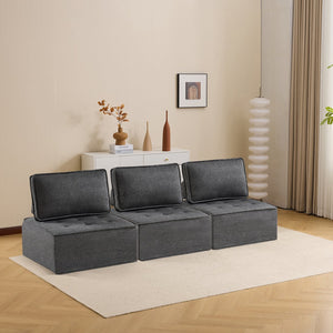 English Elm The dark gray modular linen sofa with solid wood frame — customizable, durable, Nordic style, perfect for small spaces W3612P395723
