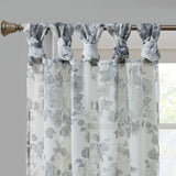 Madison Park Simone Transitional Printed Floral Twist Tab Top Voile Sheer Curtain MP40-6773 White