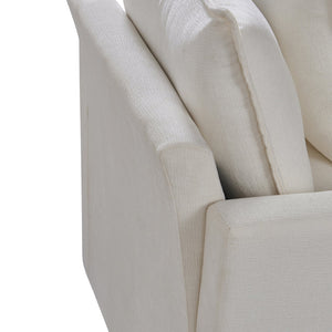 English Elm Chenille Solid Wood Frame Deep Seat Single Armchair with High-Density Foam Cushions & Toss Pillow White W1036P187125