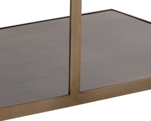 Sunpan Kamali Coffee Table - Elegant Beige Marble Top with Antique Gold Base for Luxurious Living Spaces