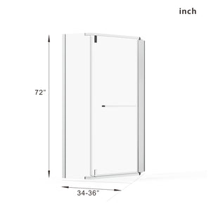 English Elm Goodyo Neo-Angle Frameless Shower Door 36x36x72 Corner Enclosure with 1/4" Tempered Glass, Matte Finish, 304 Stainless Hardware, Easy-Clean Black D163107681