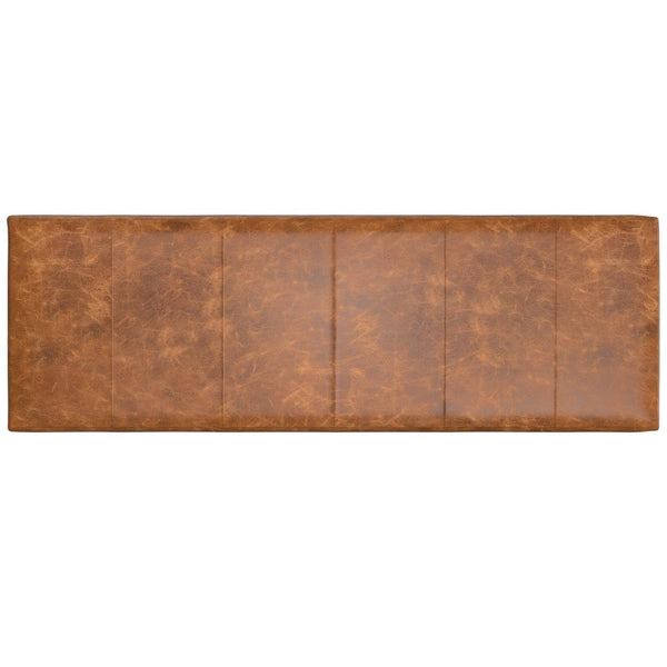 English Elm Candice Full-grain Leather Bench with Metal Base for Bedroom or Entryway B136P436947