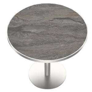 English Elm Round Tulip Bistro Table Faux Marble Top Gold Pedestal Base for Small Dining Spaces W3316P421500
