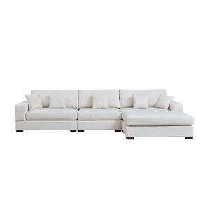 English Elm 148.03'' Mid Century Modern 4 Seat Sectional Sofa with Reversible Chaise for Living Room Beige W876S00327