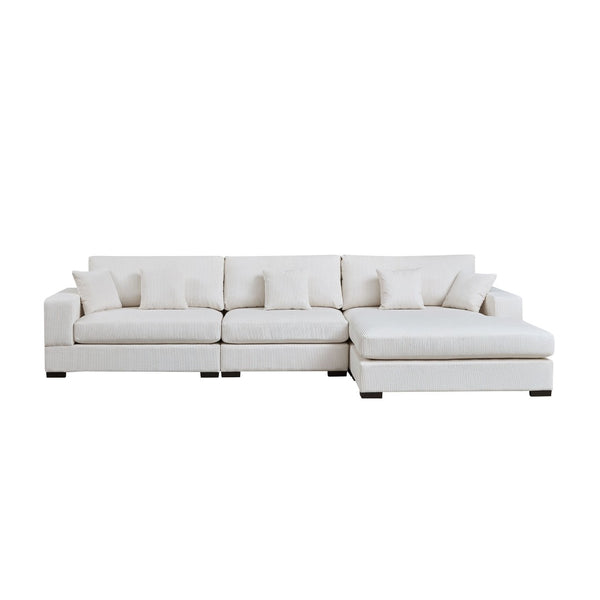 English Elm 148.03'' Mid Century Modern 4 Seat Sectional Sofa with Reversible Chaise for Living Room Beige W876S00327