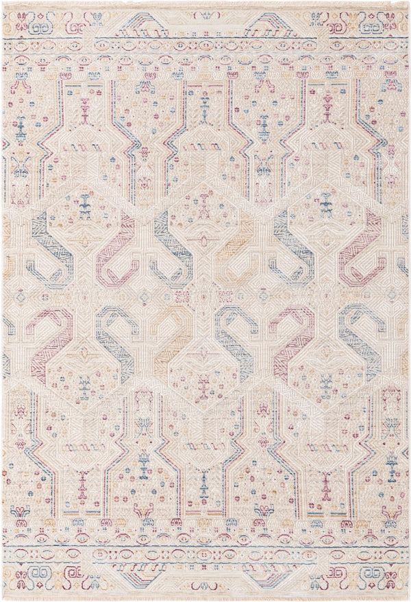 Unique Loom Deepa Congruence Machine Made Geometric Rug Ivory, Burgundy/Gold/Navy Blue 5' 3" x 7' 10"
