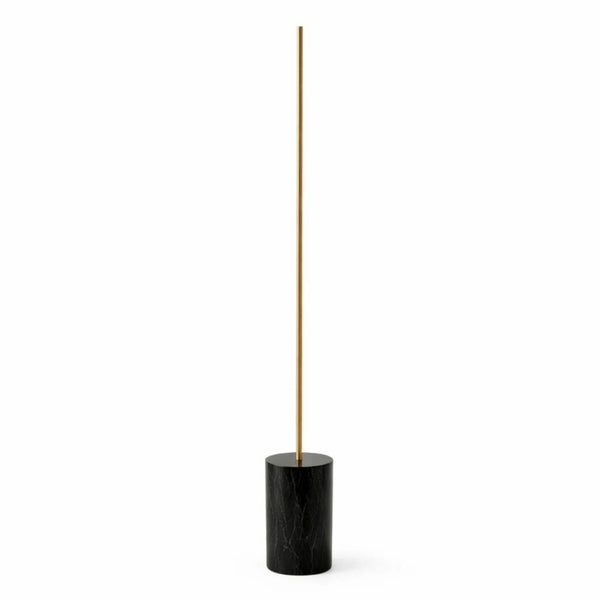 English Elm Prism Brassed Gold Led Floor Lamp with Faux Marble Base for Living Room Corners B183P230981