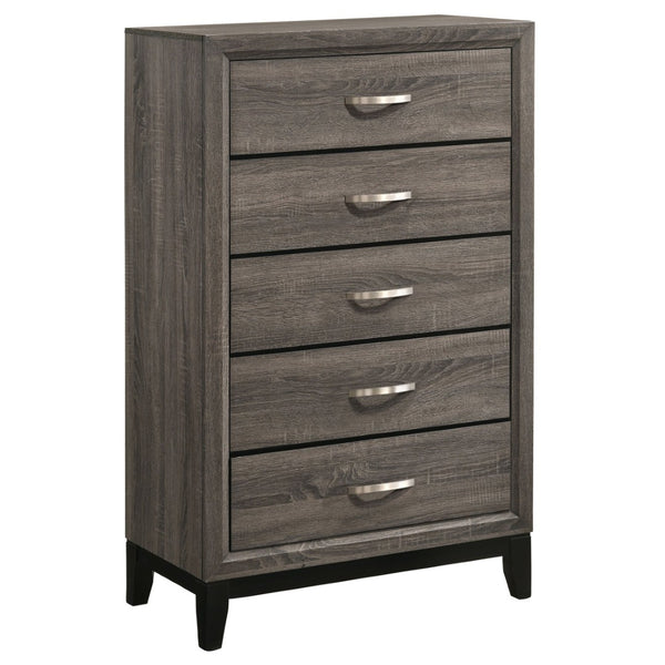 English Elm Cabrillo Two-tone Grey Oak Twin Bedroom Set with Nickel Hardware and Dovetail Storage B062S01686