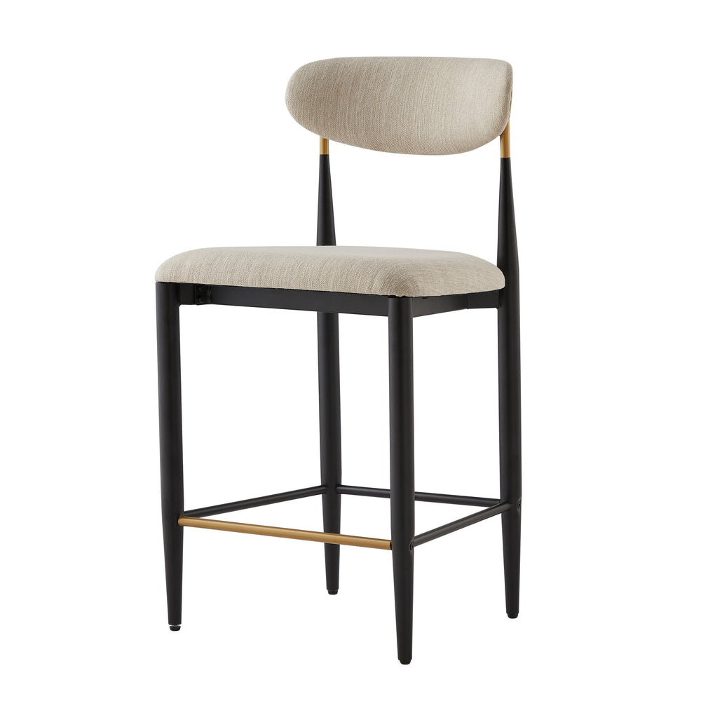 English Elm Christopher Knight Home® - ARMLESS Modern Upholstered Counter Stool Set of 2 with Iron Toothpick Frame, Gold Trim Accents Beige+Black N771P316339A