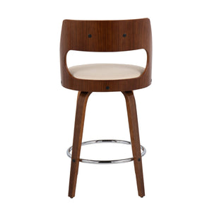 English Elm Mid-century Swivel Counterstools Bentwood Walnut Frame Faux Leather Kitchen Island Pair B202S00018