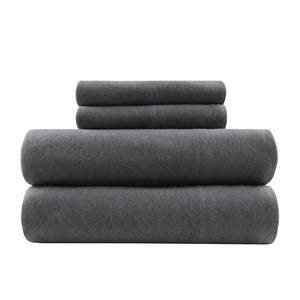 JLA Home Intelligent Design - All Season Sheet Set Jersey Knit Cotton Blend for Year-Round Comfort, Breathable & Easy Care Dark Grey ID20-693