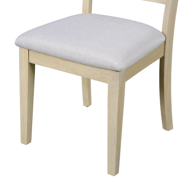 English Elm Farmhouse Ladder Back Dining Chairs Rubberwood Frame Upholstered Seat Set of 2 Natural+Beige N752P272063N