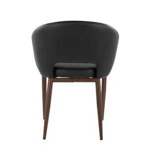 English Elm Chair Set of Two with Tapered Walnut Metal Legs and Off-white Upholstered Seats Black,Walnut B202S02117