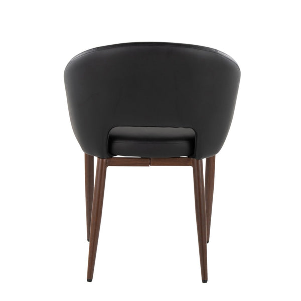 English Elm Chair Set of Two with Tapered Walnut Metal Legs and Off-white Upholstered Seats Black,Walnut B202S02117