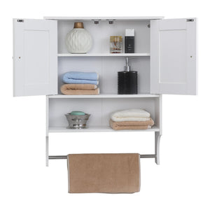 English Elm Over Farmhouse Bathroom Storage Cabinet with Two Doors and Adjustable Shelves for Small Spaces White 31 L x 13.3 W x 5.5 H W3151P345793