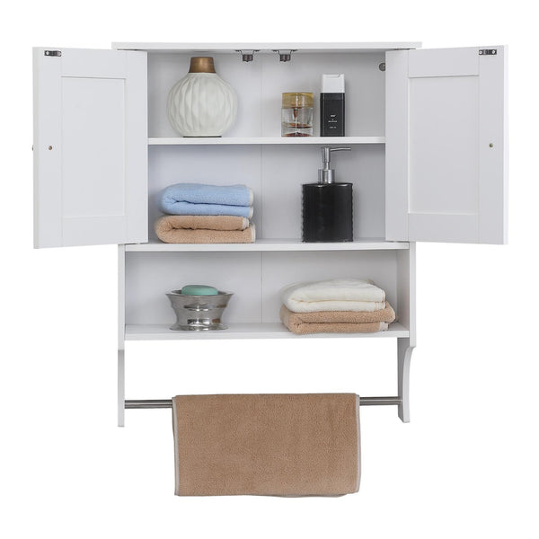 English Elm Over Farmhouse Bathroom Storage Cabinet with Two Doors and Adjustable Shelves for Small Spaces White 31 L x 13.3 W x 5.5 H W3151P345793