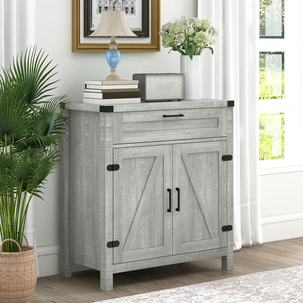 English Elm Homcom Modern Farmhouse Sideboard Buffet Cabinet With Storage Drawer & Barn Doors For Versatile Style W2225P229533